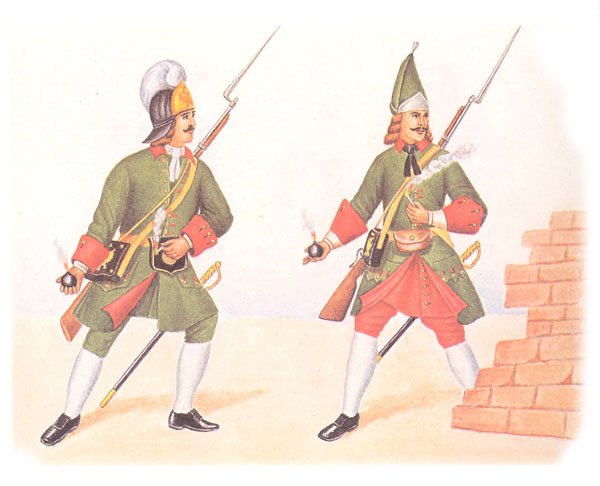 Рядовой гренадер лейб-гвардии Преображенского полка и рядовой гренадер армейского полка