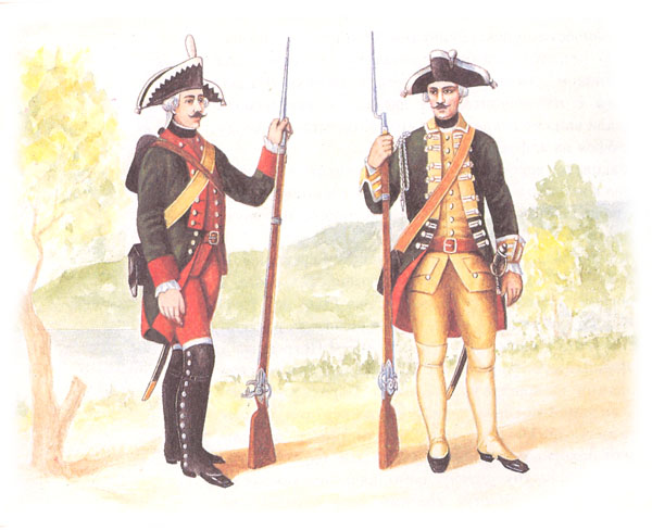 Рядовой мушкетер в походной форме и мушкетерский сержант