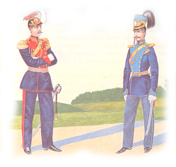 Штаб-офицер лейб-гвардии Уланского полка и обер-офицер армейского уланского полка в парадной форме