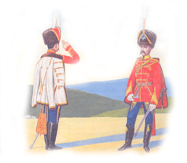 Обер-офицер и генерал лейб-гвардии Гусарского Его Величества полка в парадной форме