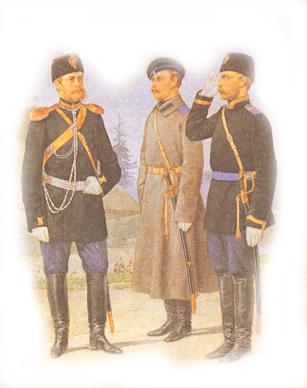 Форма одежды армейских драгун (обер-офицера, рядового и вахмистра)