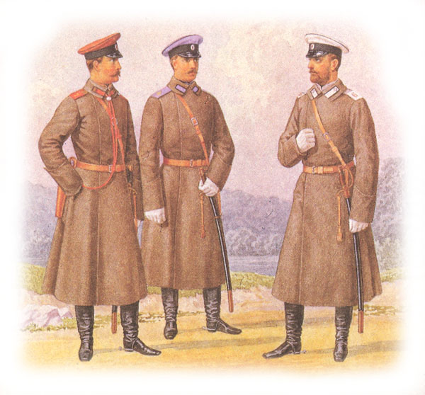 Форма одежды армейских драгунских полков (в шинелях)